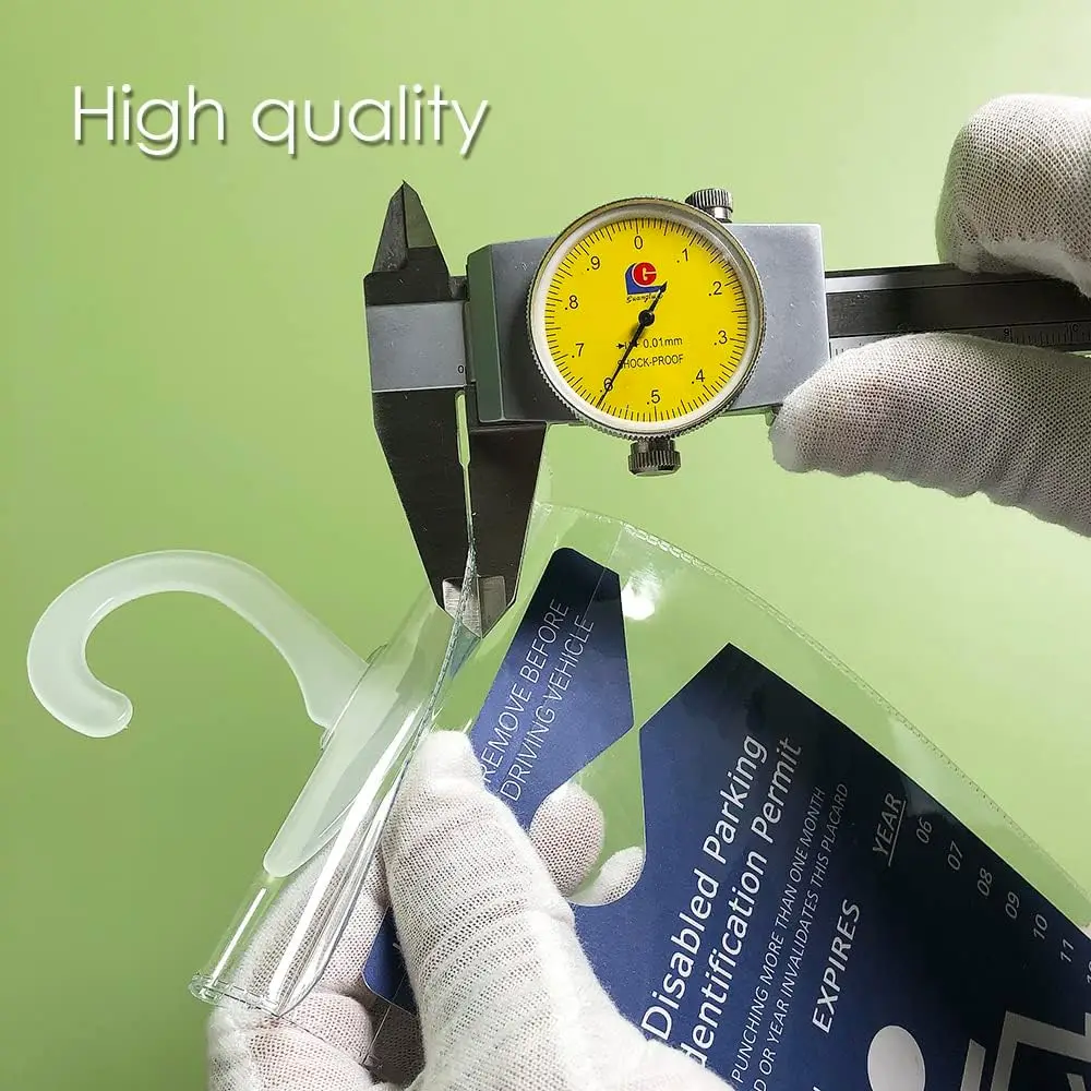 Handicap Placard Holder Ultra Transparent Disabled Parking Permit Placard Protective Holder Cover with Large Hanger