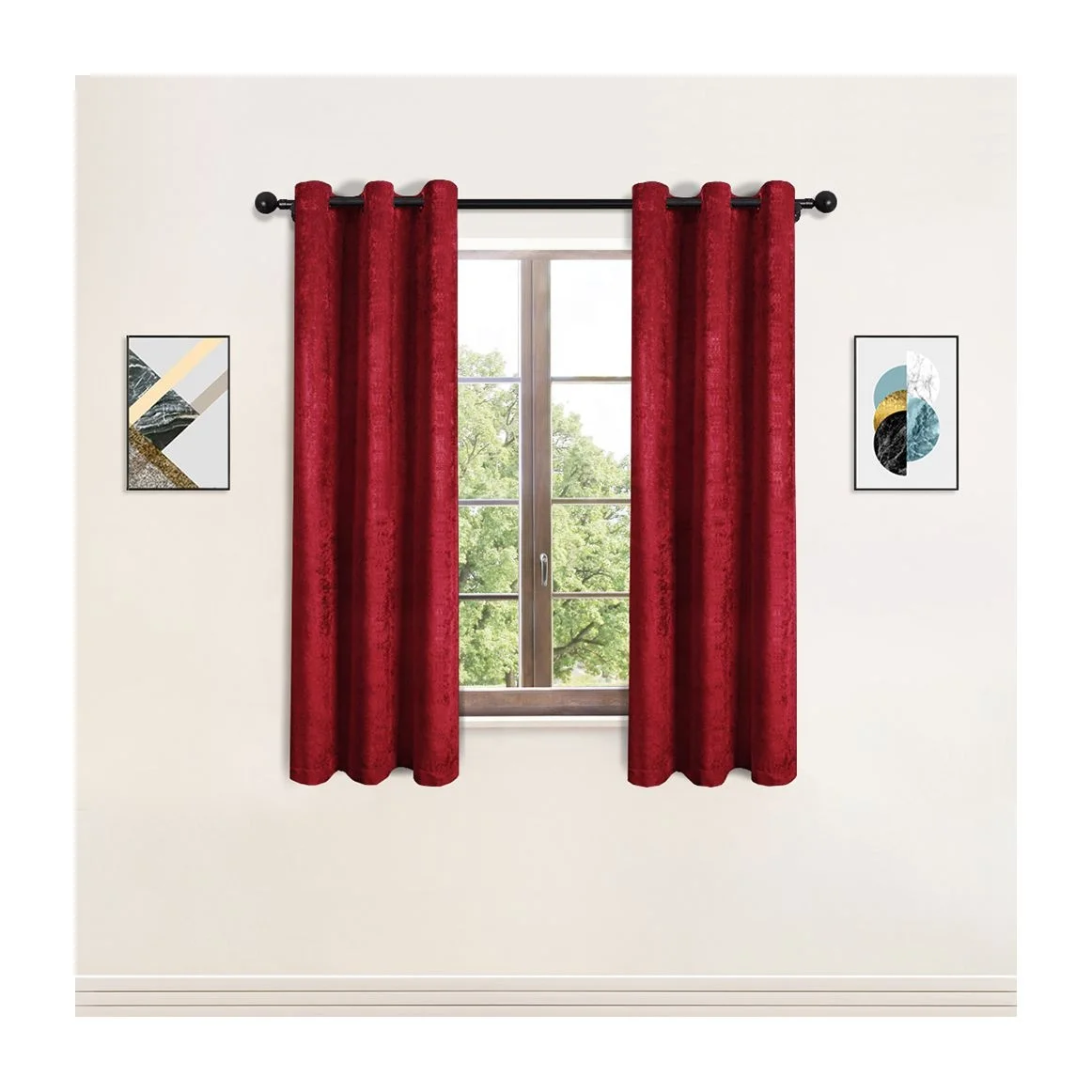 Red Blackout Church Curtains Cloth for Living Room Ready Made Home Cortina Window Treatment Curtain and Drapes