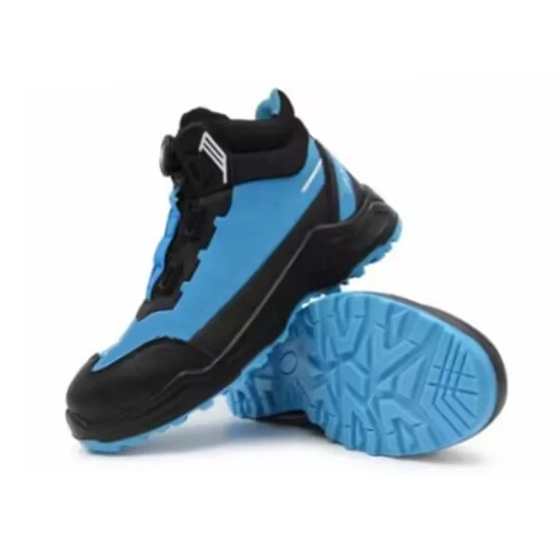 Fashionable Blue Microfiber Upper Safety Work Shoes Anti Smashing Rotary Buckle High Top Construction Safety Boots