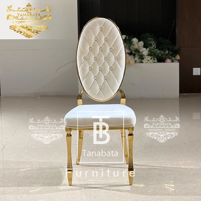 Dining room gold stainless steel high back  royal chairs for wedding