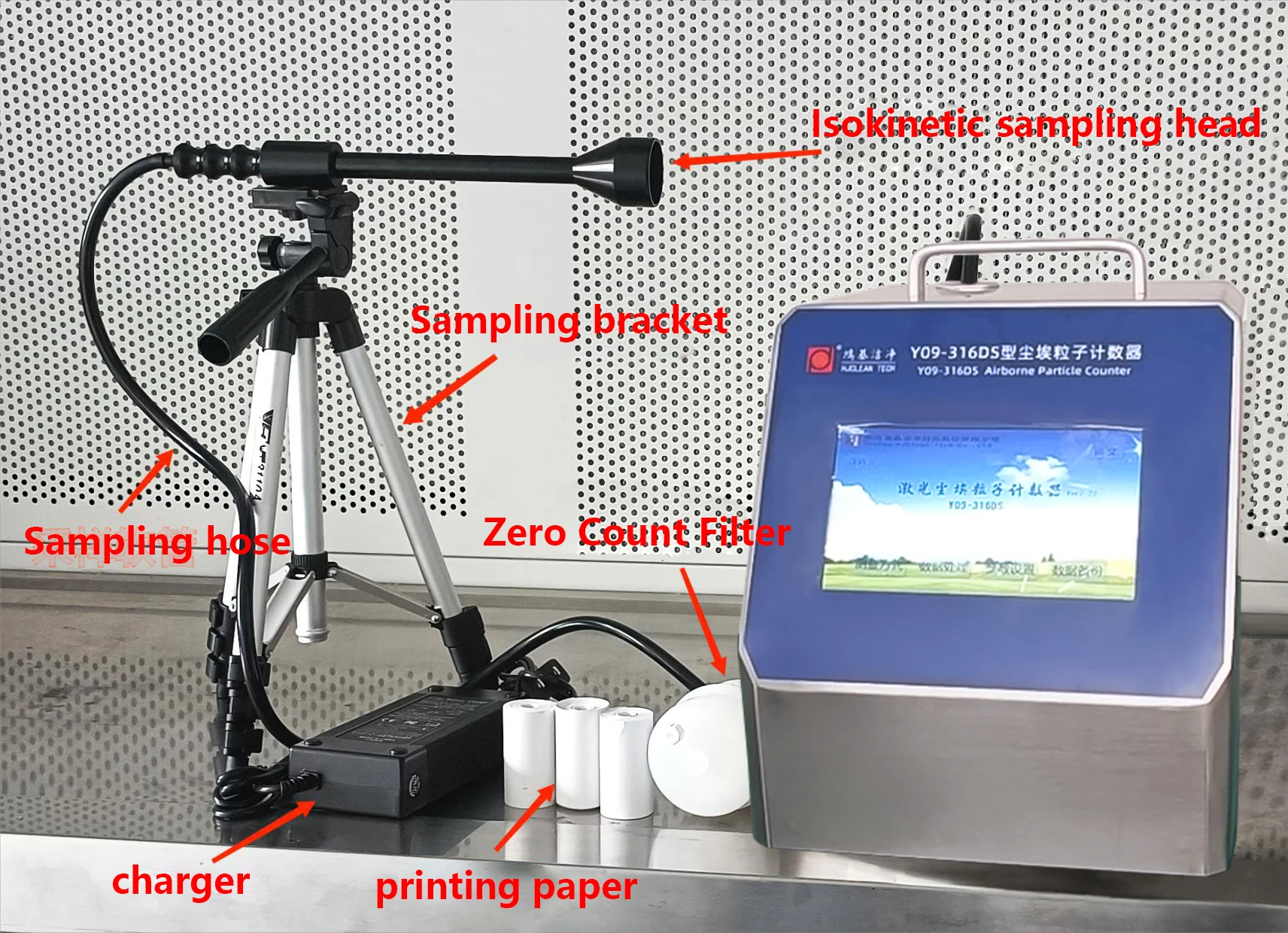 Touch  screen control system Six Channels airborne  Particle Counter for Clean room  WITH DOT MATRIX PRINTER