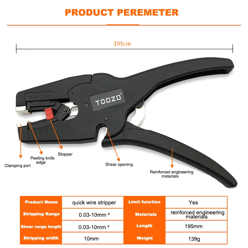 Manual wire stripping and crimping tool pliers Electrical tool 8-inch multi-function automatic Wire stripper