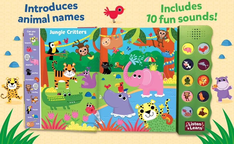 Searching and find Animals Learning Alphabet Arabic Kids Sound Board Book With Audio Button