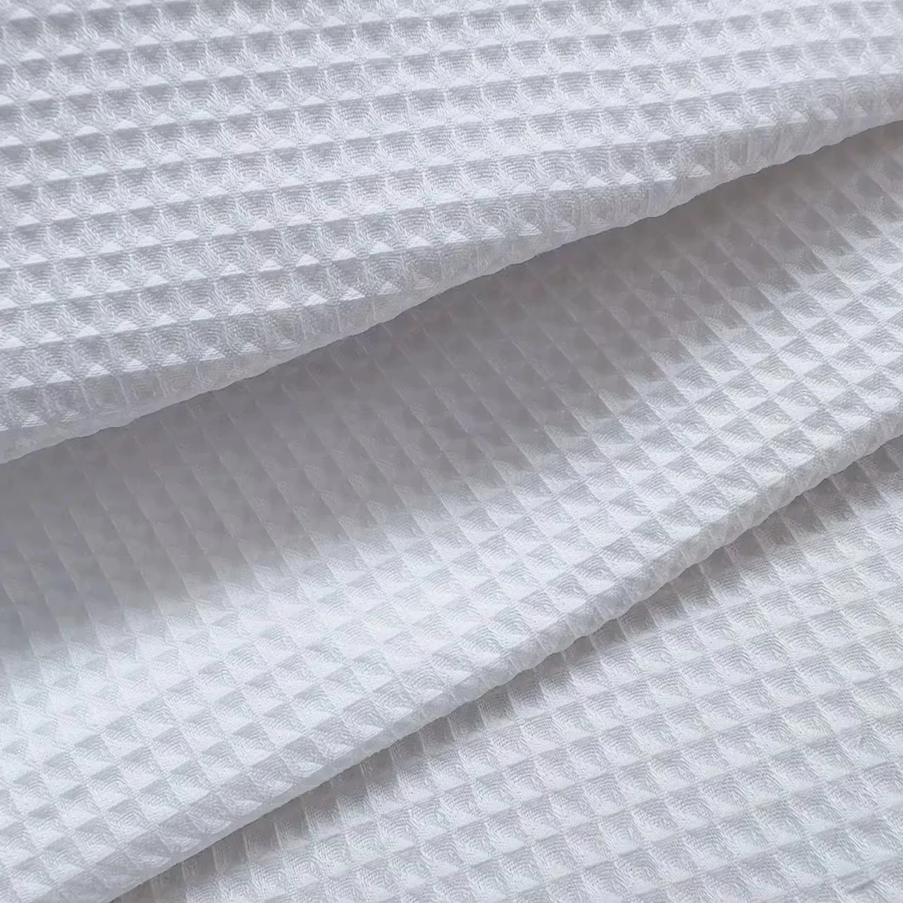 100% Cotton bleached white Waffle dobby Weave Fabric for bath robe