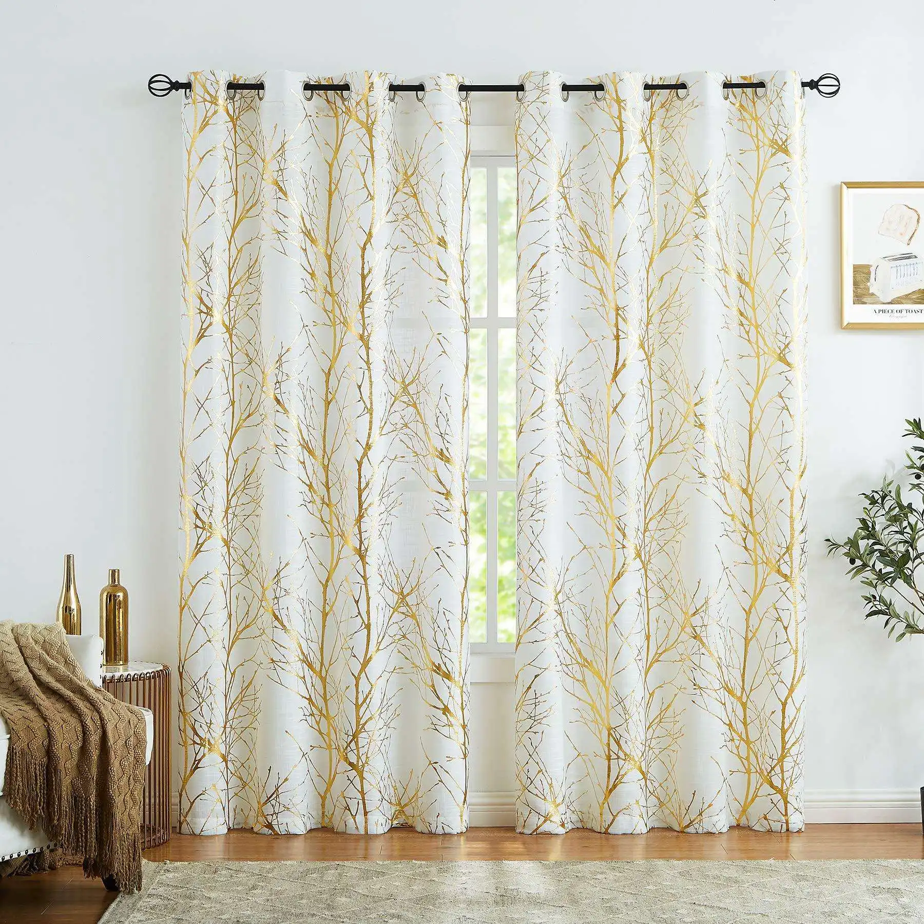 New Arrival For Living Room Patterned White Curtains Fabric Roll Sheer Glitter Sheer Curtains