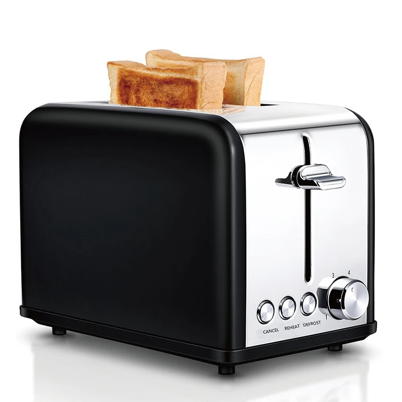 
2 Slice Stainless Steel toaster,6 Shade Settings Extra-Wide Slot Toaster with Bagel, Cancel, Defrost(2 Slice, Black) 