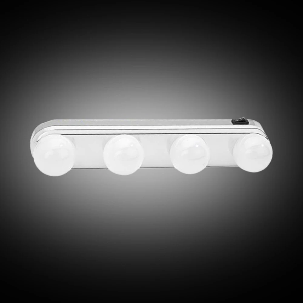 Hot Sale 4*AA power supplies portable LED Vanity Switch makeup light with 4 Dimmable Bulbs