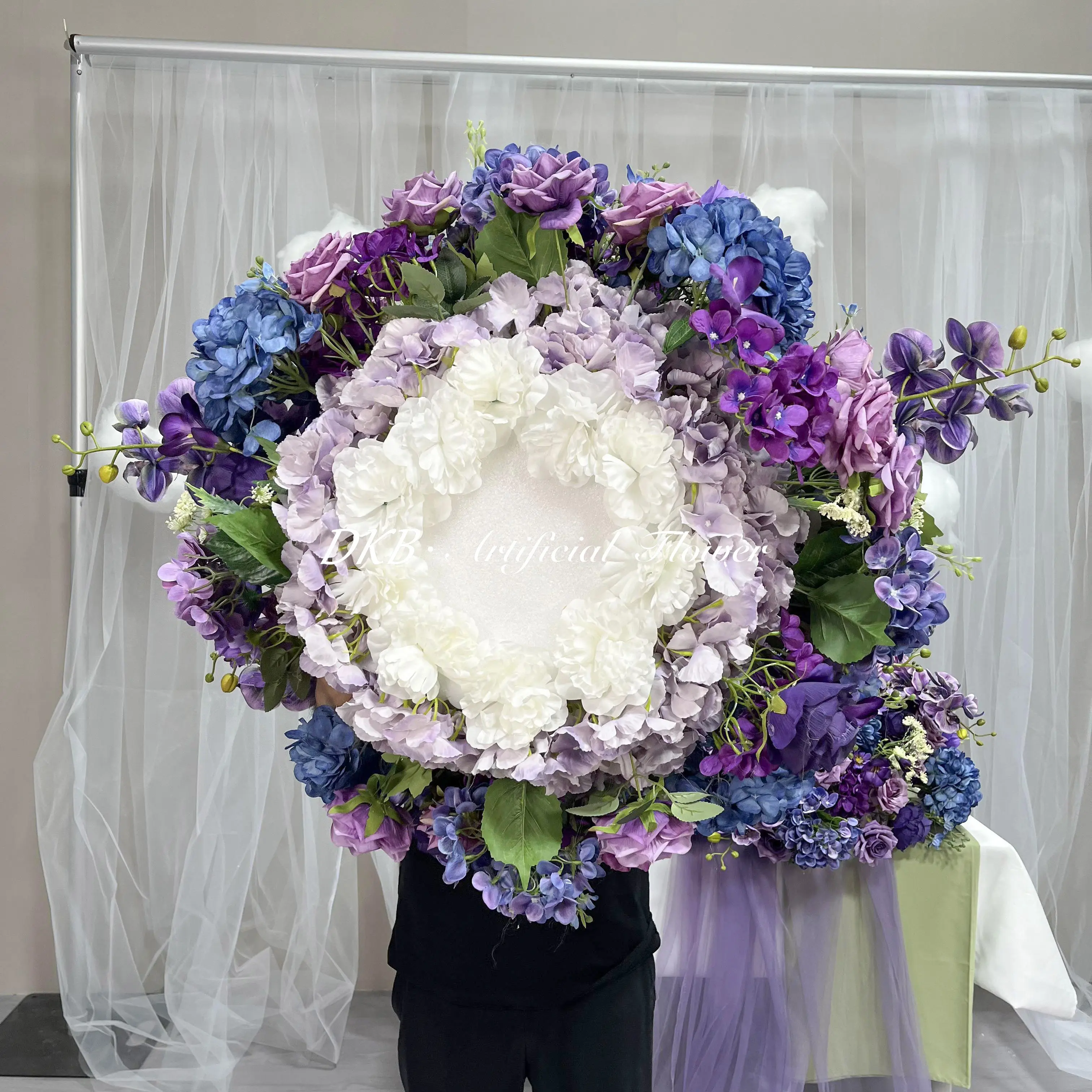 DKB high quality silk flower ball large silk purple rose hydrangea flower ball wedding centerpieces