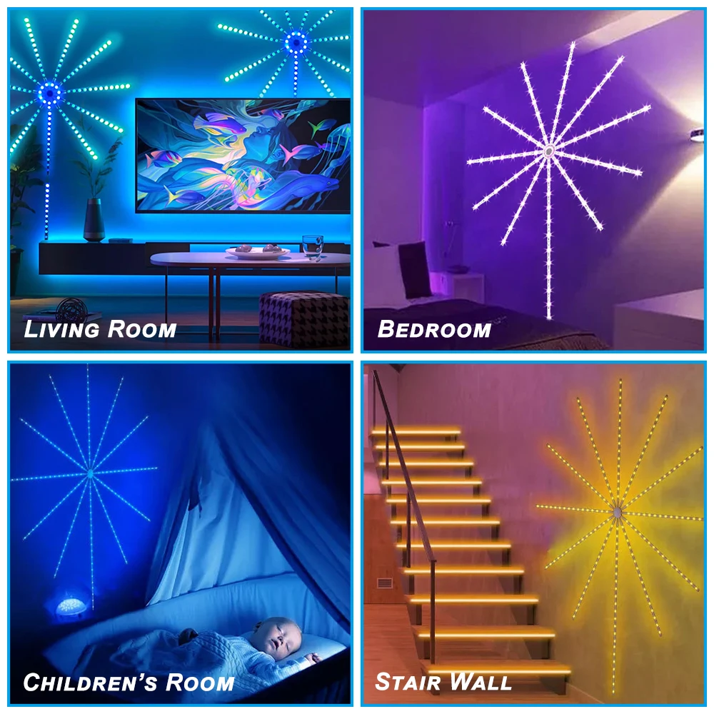 5 в 5050 USB RGBIC Dream многоцветный меняющий цвет Настенный декор музыка синхронизация ИК пульт дистанционного управления синий зуб Смарт приложение фейерверк Светодиодная лента