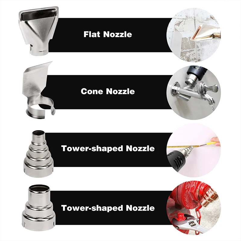 QR 85C1 with 4 nozzle  Heat Gun Nozzles Kit Hot Air Gun for DIY Shrink Wrap Thermal Power Tool Peeling Paint temperature