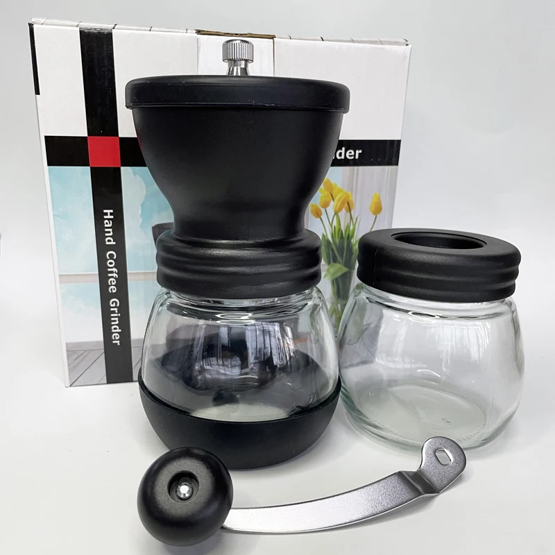 Coffee Mill with Storage Container Adjustable Coarseness Ceramic Hand Held Manual Portable Coffee Bean Grinder