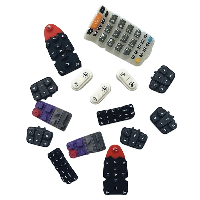 Kaixi OEM custom Silicone rubber keyboard keypad button with silk-printing PU oil carbon pill