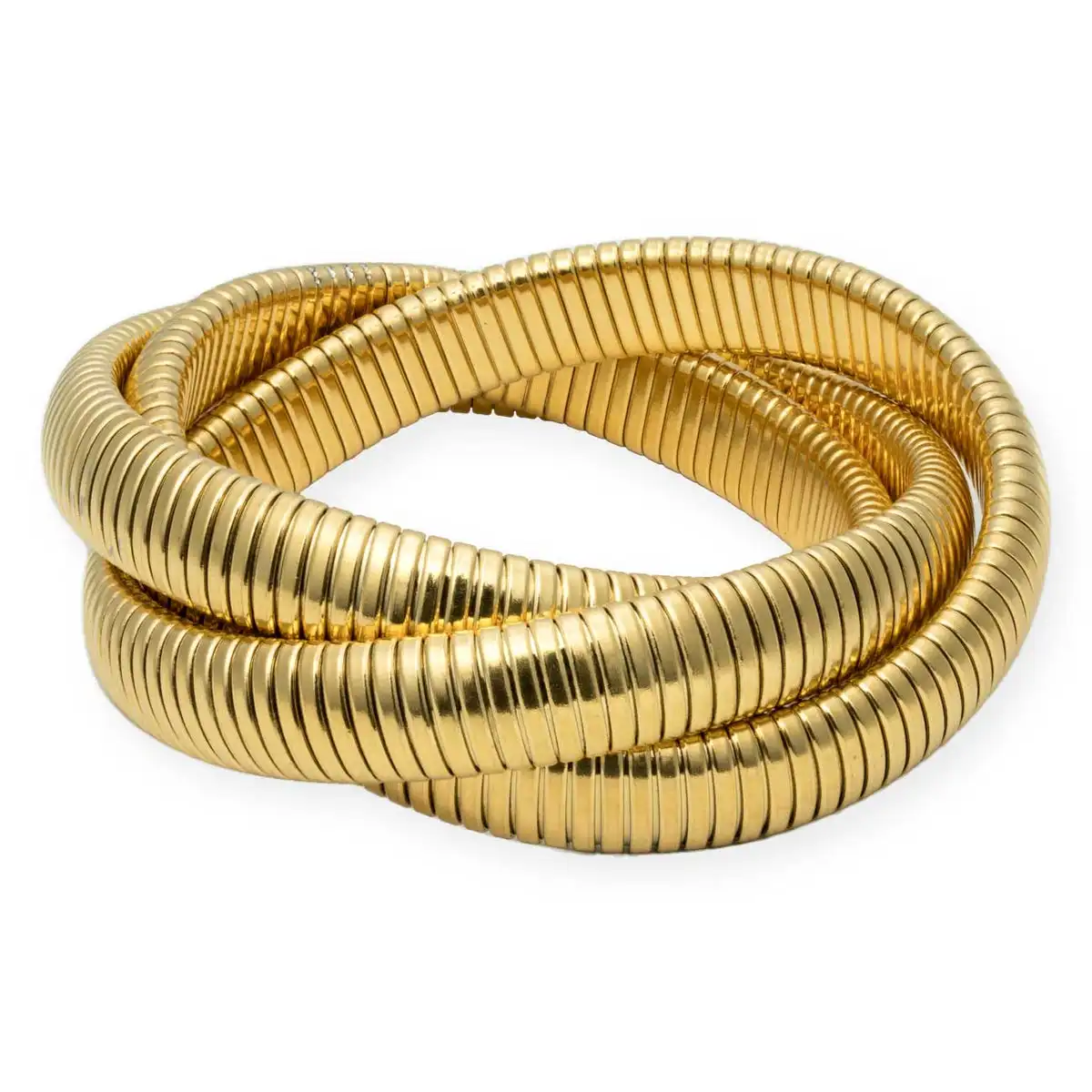New design polished gold plated steel fashion Cobra Big Elastic interlock bracelet suitable women stack bracelet jewelry