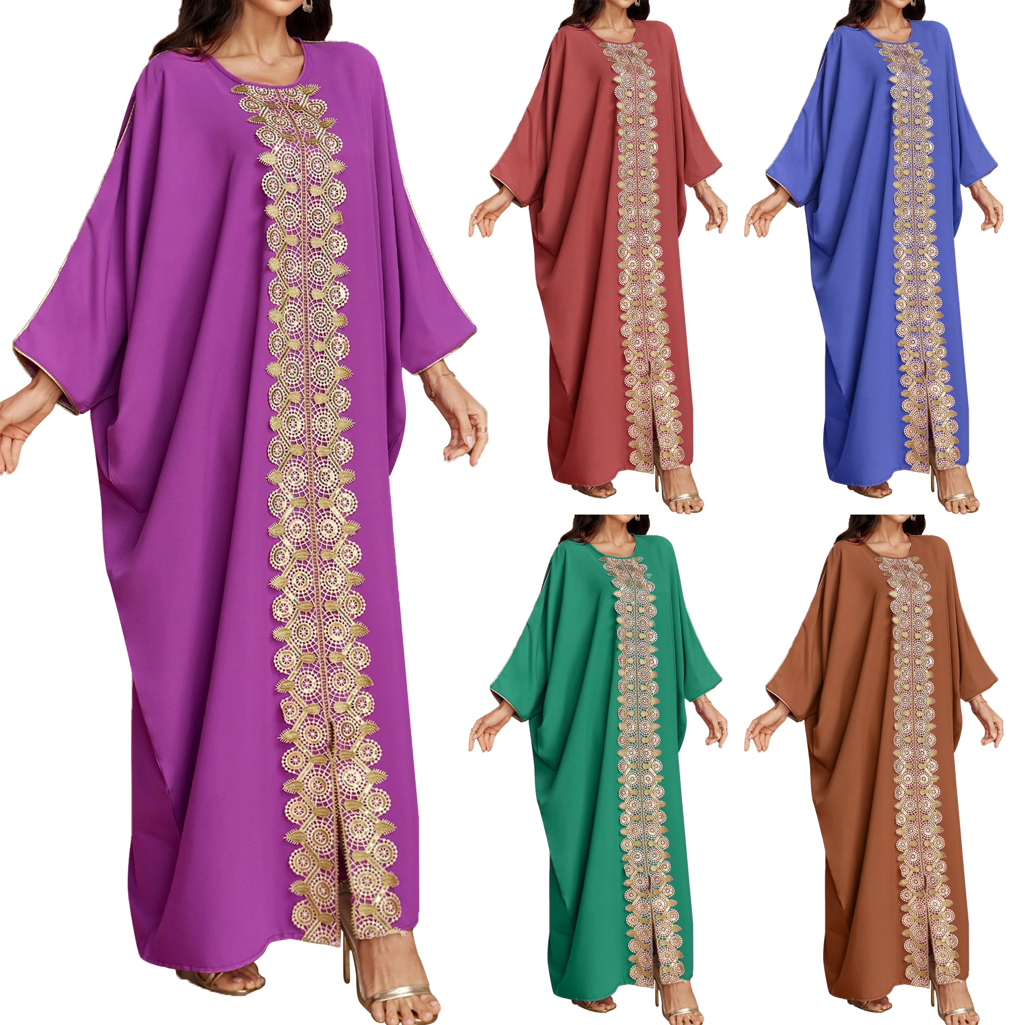 Custom Middle East Dubai Ethnic Style Embroidery Long Sleeve Muslim Uniform Dress Islamic Clothing For Women
