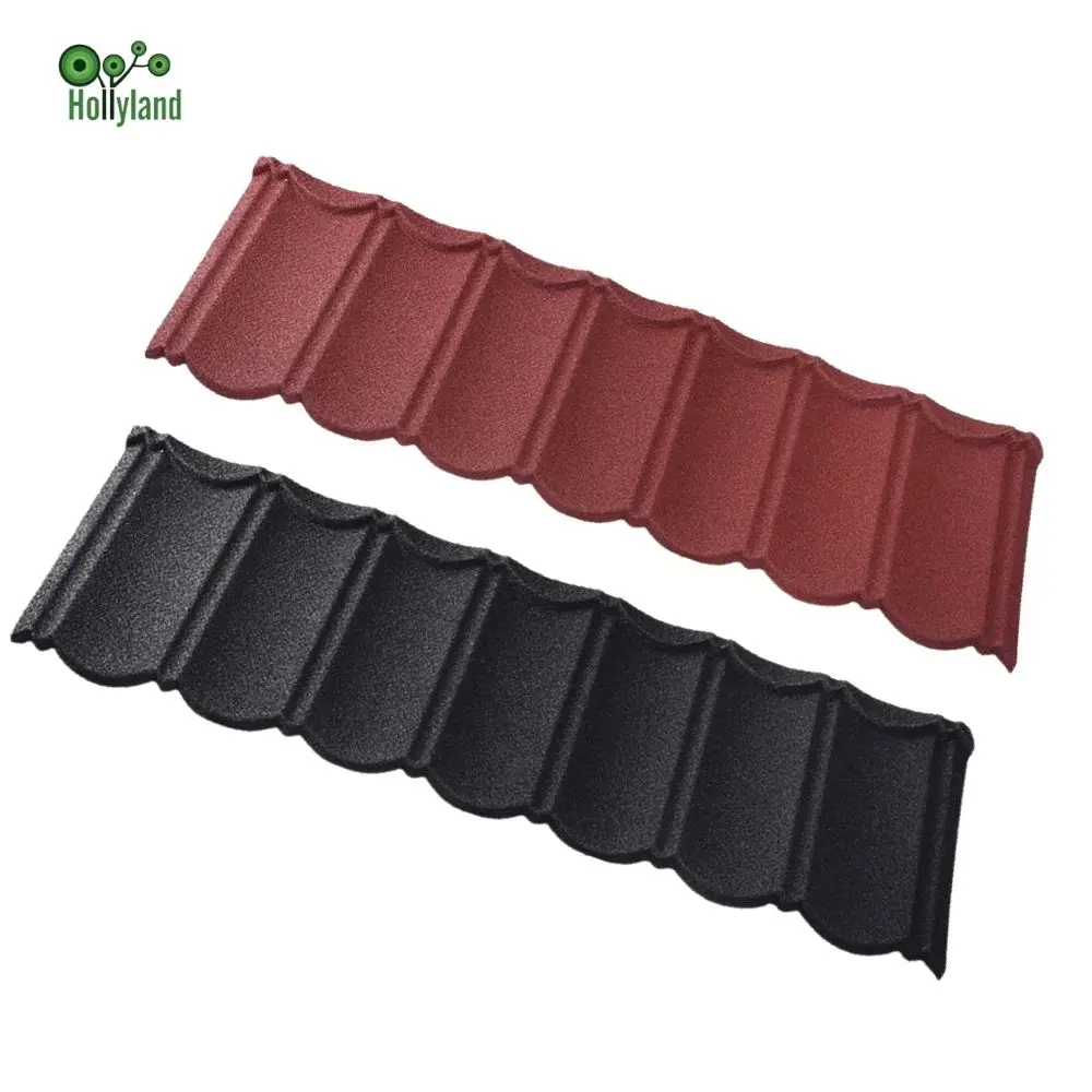 Quality Warranty Aluzinc Metal Tiles 0.45mm Gauge Thickness Fire Resistant Stone Coated Steel Roofing Tiles