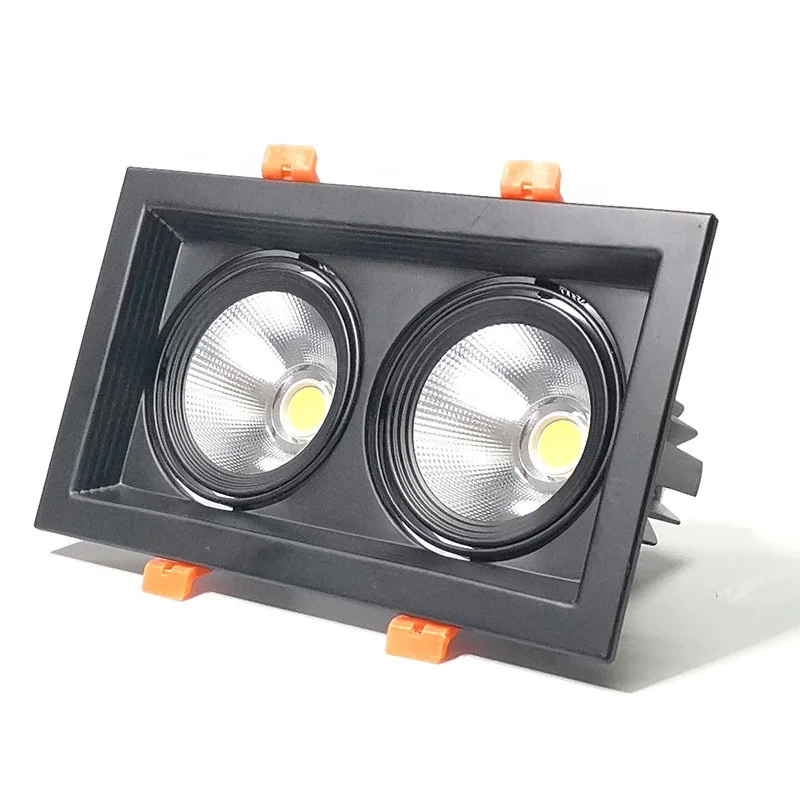 Double heads dimmable recessed led downlight cob 7w 10w 15w 20w 30w adjustable Gimbal Square Spot Light 85V-265V 3W-30W