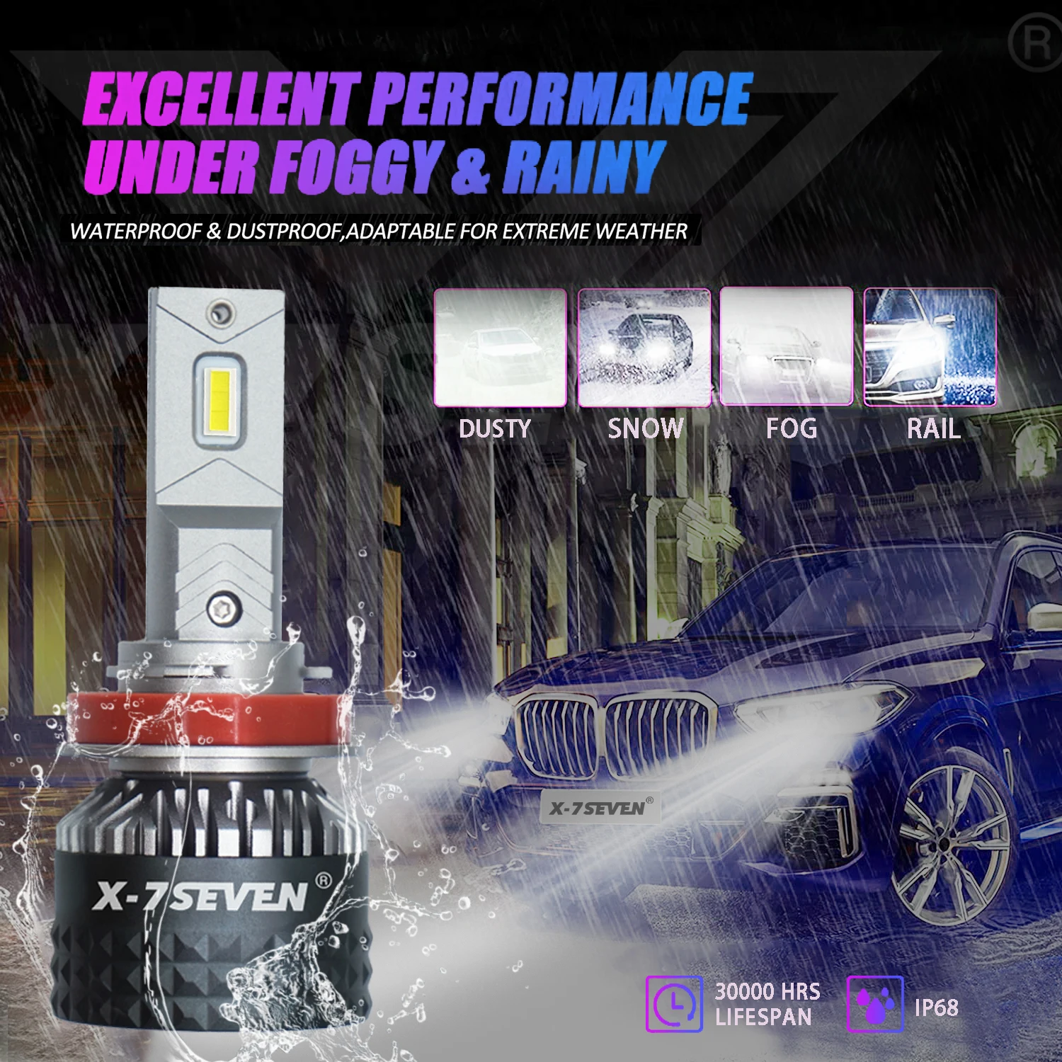 X-7SEVEN 2024 Улучшенная яркость XZEUP 170 Вт 6500K Комплект преобразования Faro Led H7 35000lm 12V для универсальных автомобилей