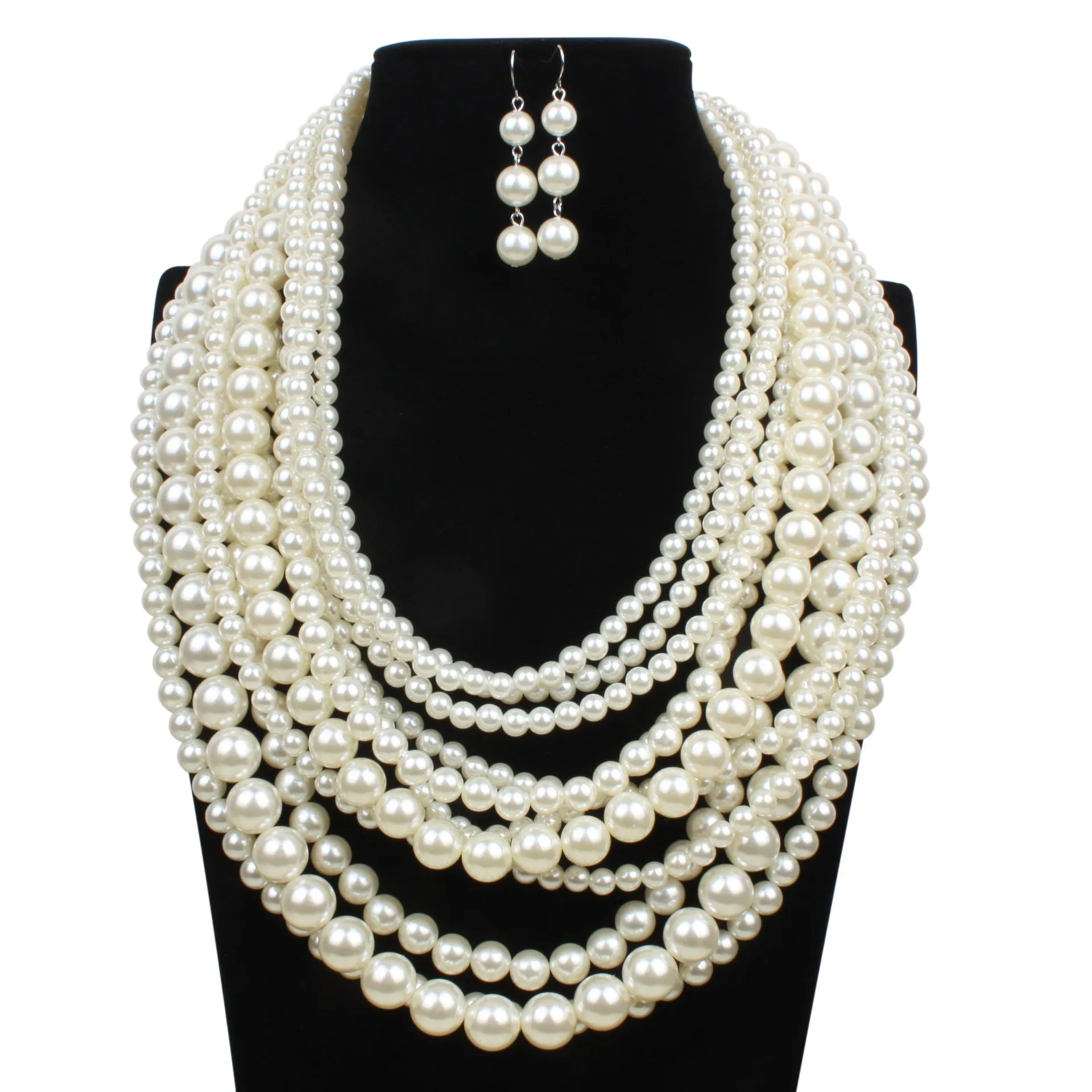 Fashion accessories wholesale multilayer pearl exaggerated long sweater chain necklace for female