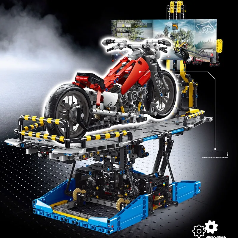 TaiGaoLe T2016 Motorcycle Simulation Test Bench 1:5 Model Fit 42130 Display Stand Motorbike Vehicle MOC Building Block