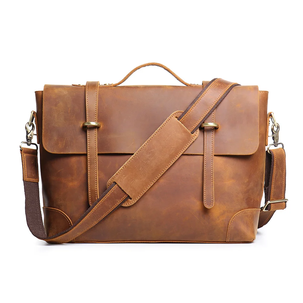 Vintage Handmade Leather  Business Briefcase Travel Messenger Computer Handbag Laptop Bag