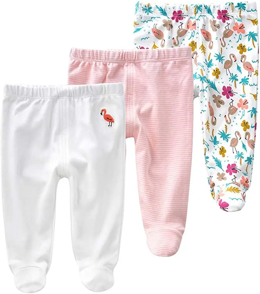 Newborn Baby  Footed Pants,100% cotton skin-friendly, soft, comfortable, Embroidery Pringting Casual Leggings 0-12 Months,