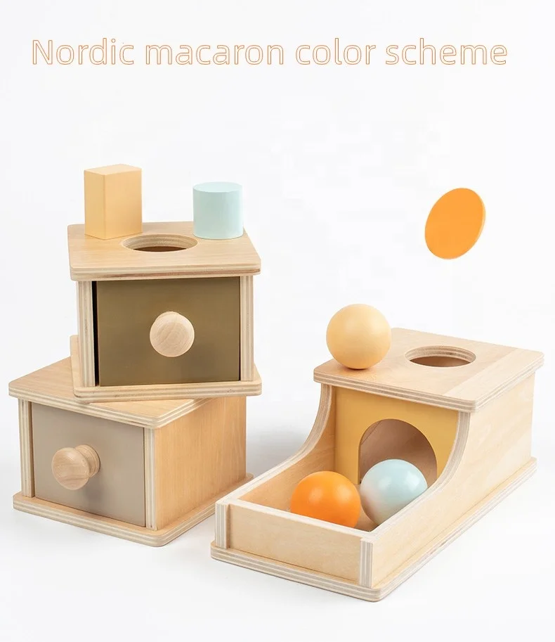 Wooden Coin Box Drawer Game Educational Toys Kids Montessori Preschool Training Drum Toy Baby Early Learning Teaching Toys