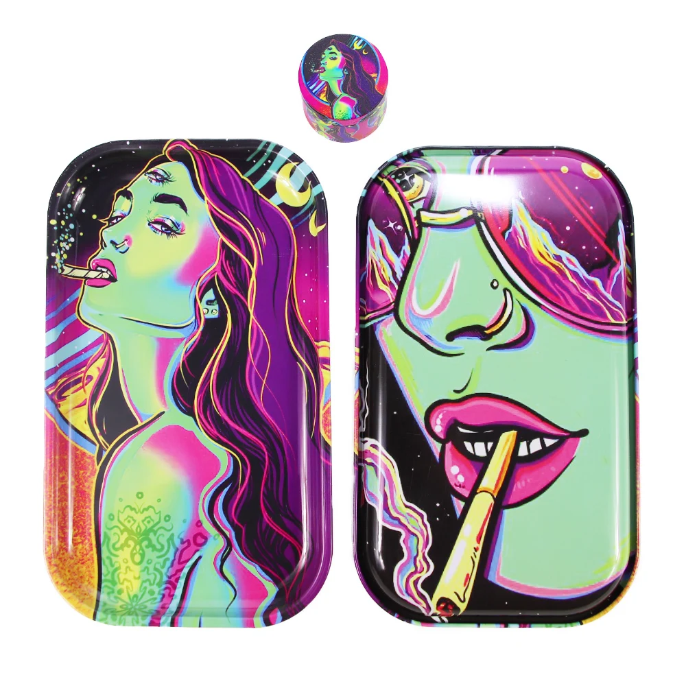 HEMPACKA 50MM 4 Layers Tobacco Weed Grinder With Herb Grinder Set Wholesale  Weed Rolling Tray