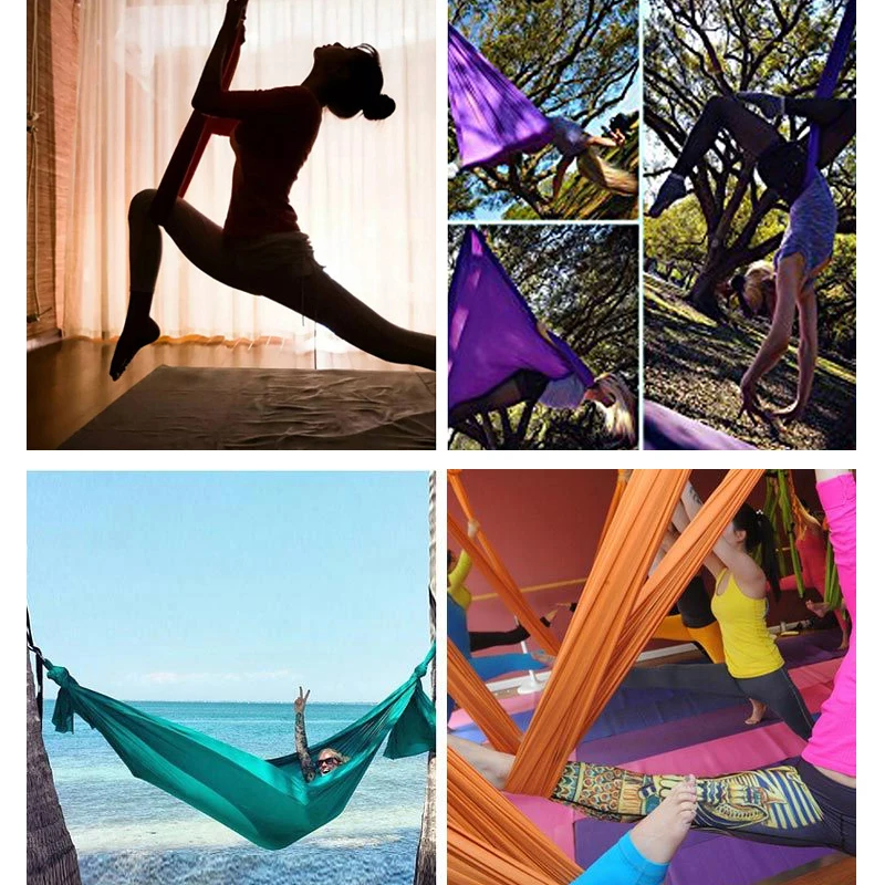 Chaoyuan Adjustable set anti gravity Inversion women swing strap hanging elastic stretch handstand ropes aerial yoga hammock