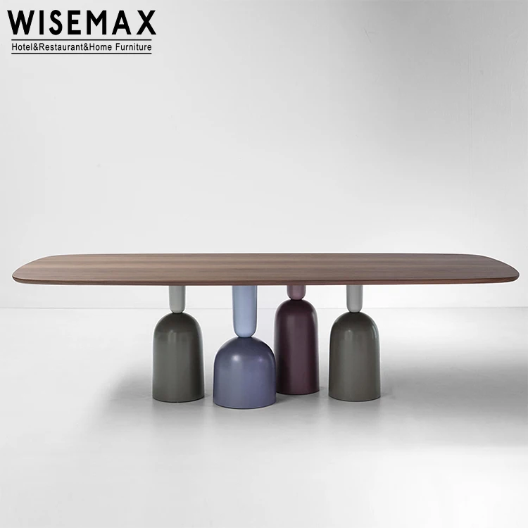 WISEMAX FURNITURE Hot selling home furniture Italian style Solid wood top Wood base rectangular dining table Modern office table