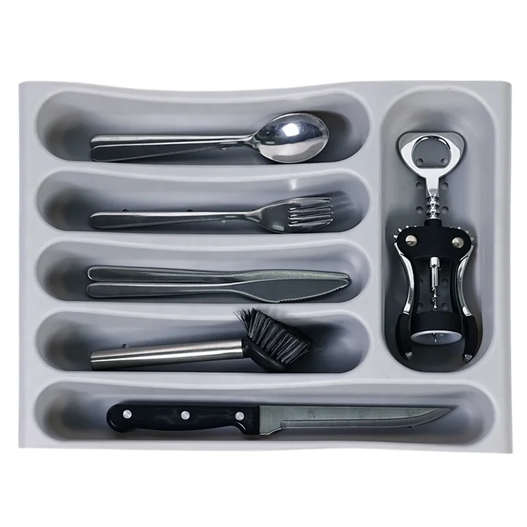 High Quality Food Contact Safe Plastic Kitchen Accessories Drawer Organizer Utensil Holder