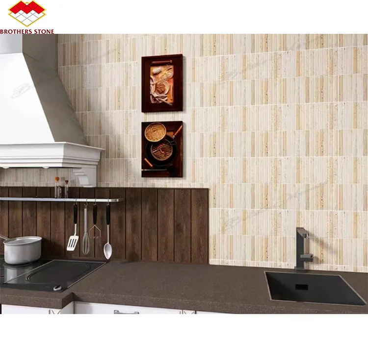 Interior Decoration White Travertine Fireplace Tiles Concave Honed Fluted Wall Marble Wall Panel for Living Room Bathroom