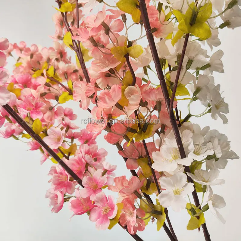 Wholesale silk peach flowers stem artificial peach blossom branch home wedding decoration flower