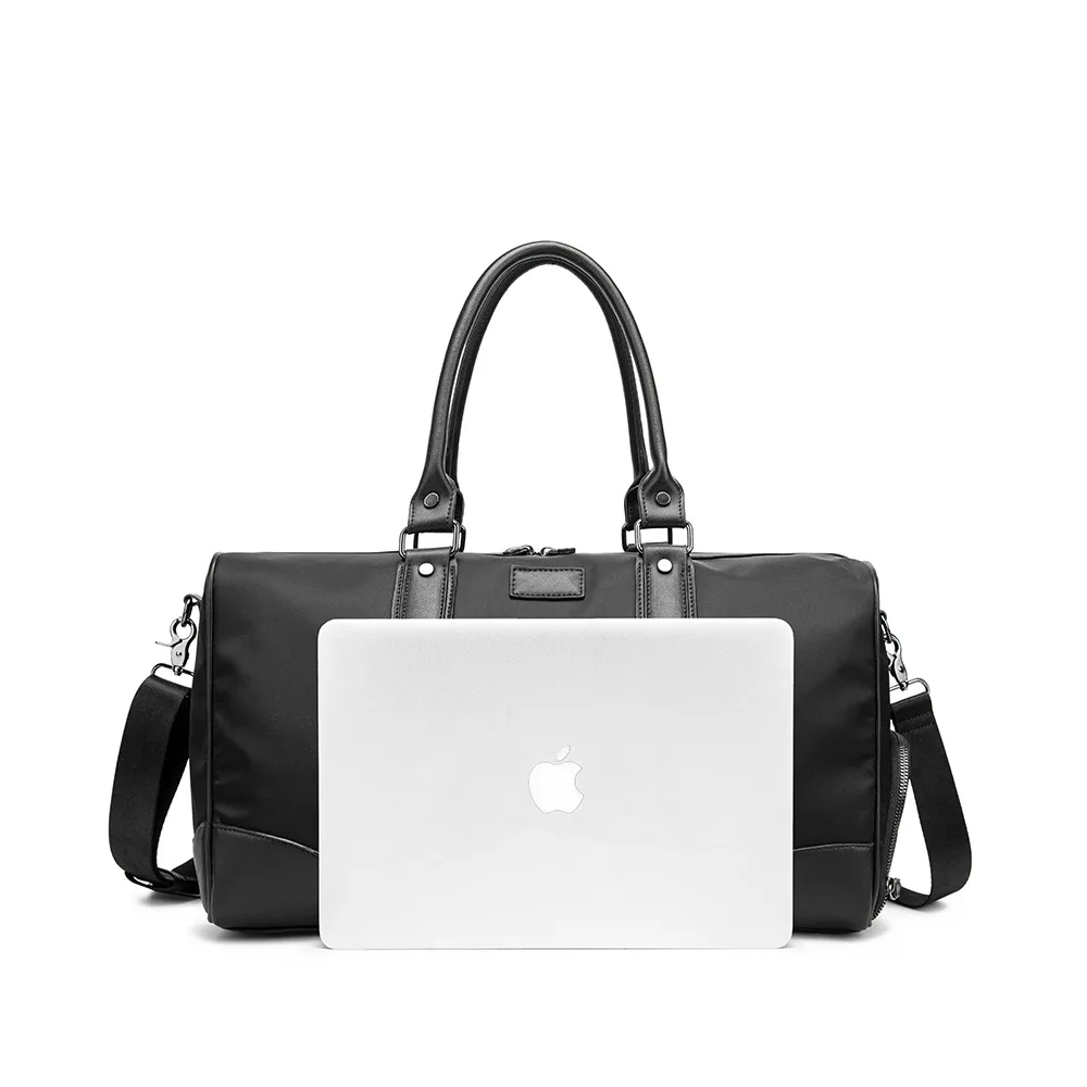 High Quality PU Leather Gym Bag Ladies Travelling Nylon Weekender Bag Large Capacity Overnight Bag