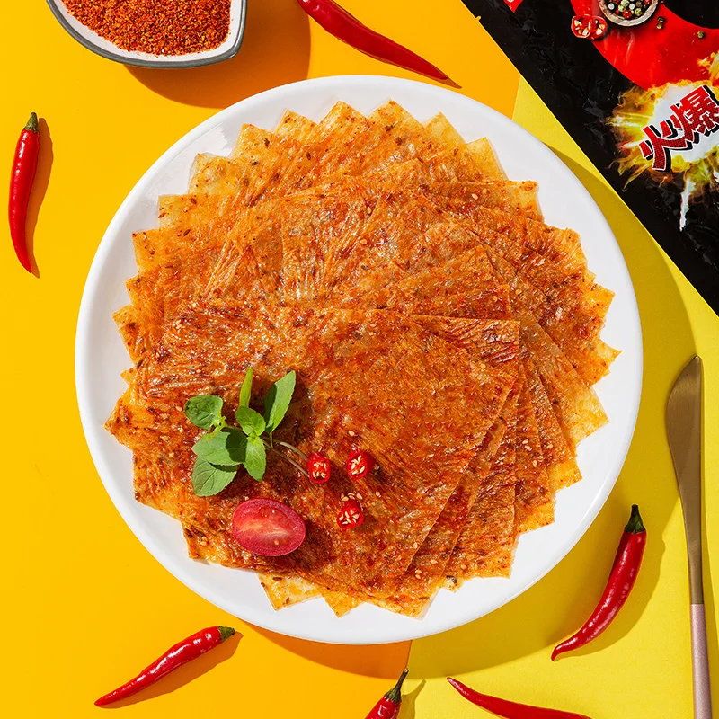 
chinese Genji Food hot spicy bean curd sheets snack spicy yummy ready to eat spicy bean food dried soybean slice lapian 