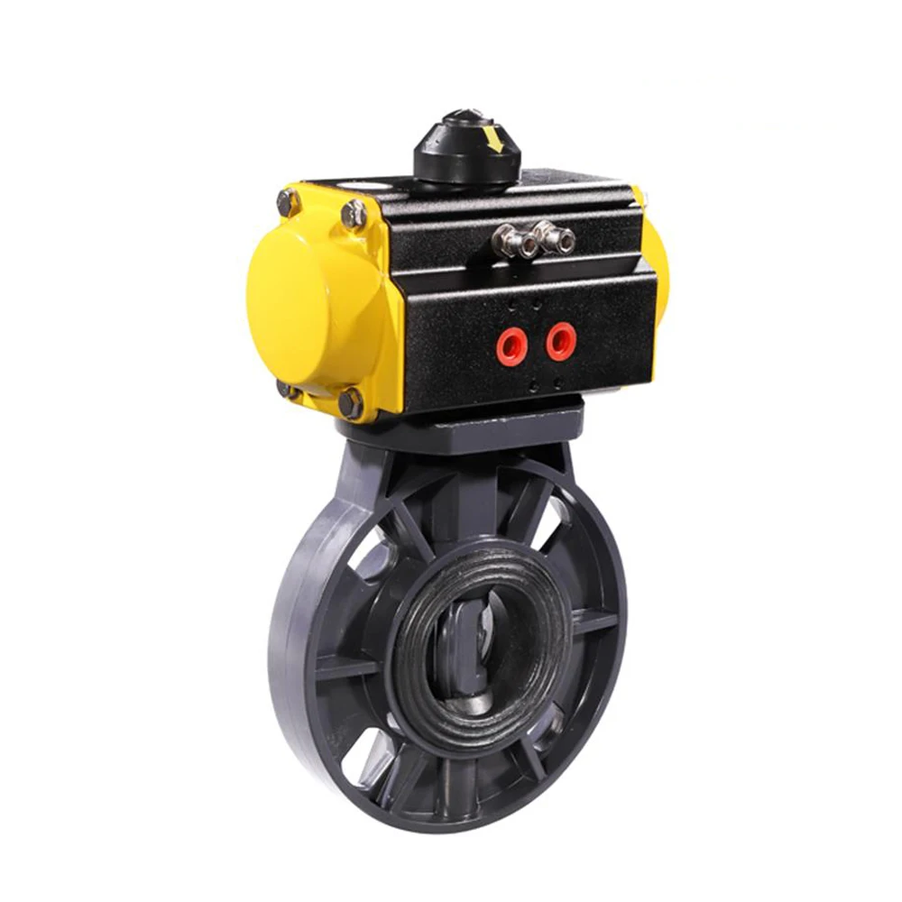220V DN50 Pneumatic UPVC PVC Plastic Butterfly Valve