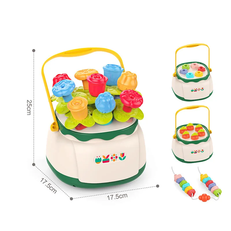 3 in 1 Toddler Fine Motor Skill Montessori Toy Matching Game Stacking Nesting Sorting Toy Flower Building Set