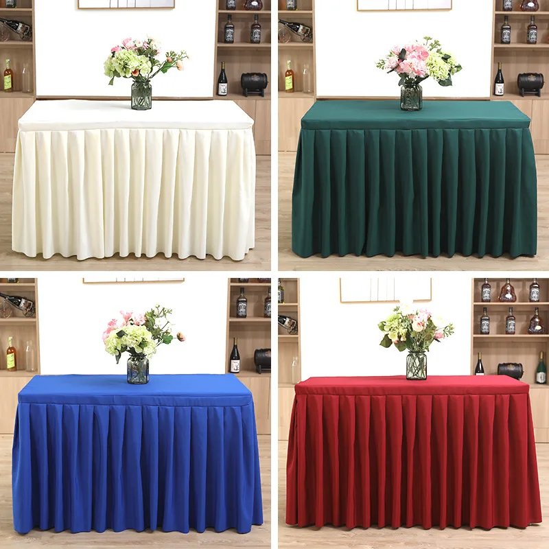 Wholesale plain pure polyester wedding party decoration  table skirting designs banquet table skirt without top