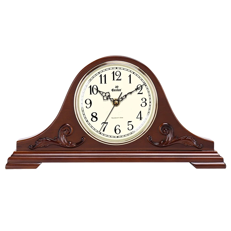 
Home living room classic table clock wood mute scanning craft wooden clock 
