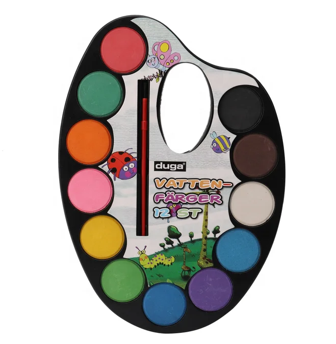 12 шт. Палетка сухих акварельных красок с кисточкой для рисования акварельных тортов