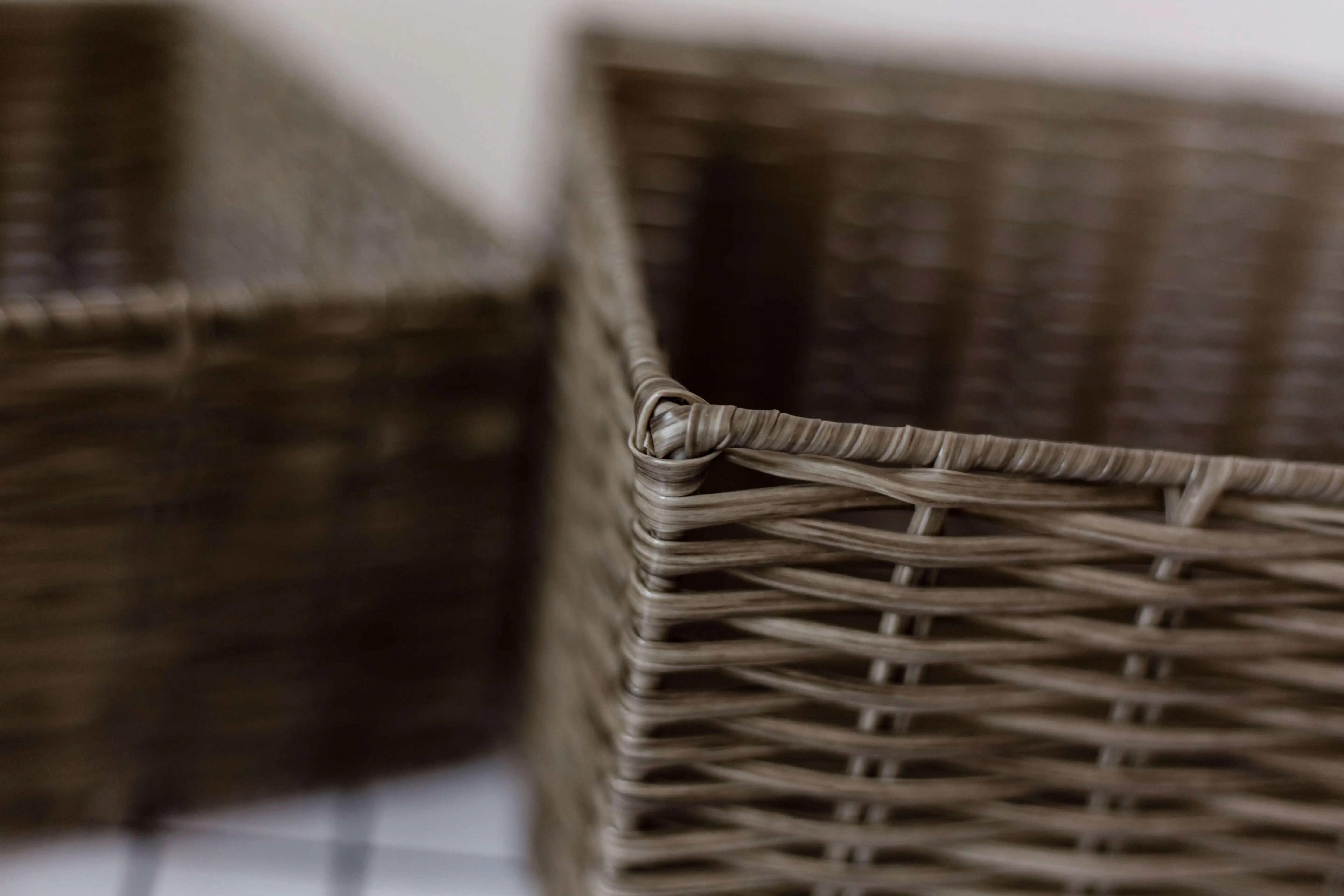 rectangular hand woven soft with holes plastic pp basket storage rattan basket