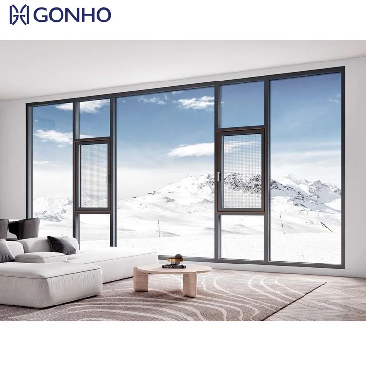 Smart Home Design Interior Windows Hurricane Impact Glass Windows Aluminum Alloy Casement Windows
