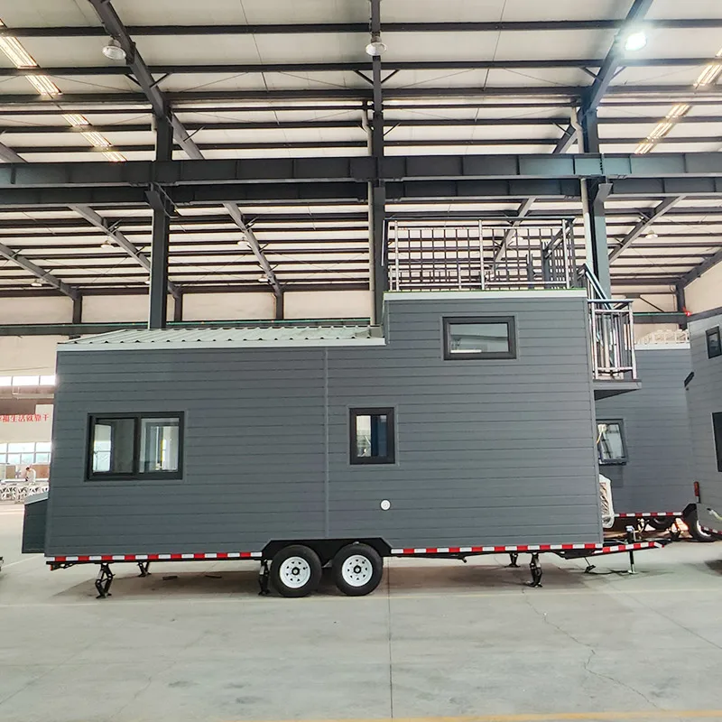 Prefabricated house container Modern Design A-Frame Tiny House on Wheels Steel