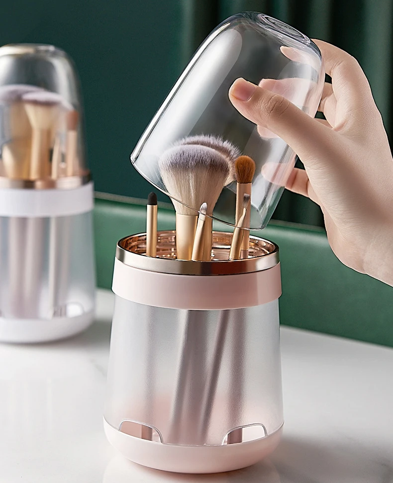 Dustp-roof Makeup Brush Organizer Water-proof Large Capacity Clear Make Up Brush Holders With Lid