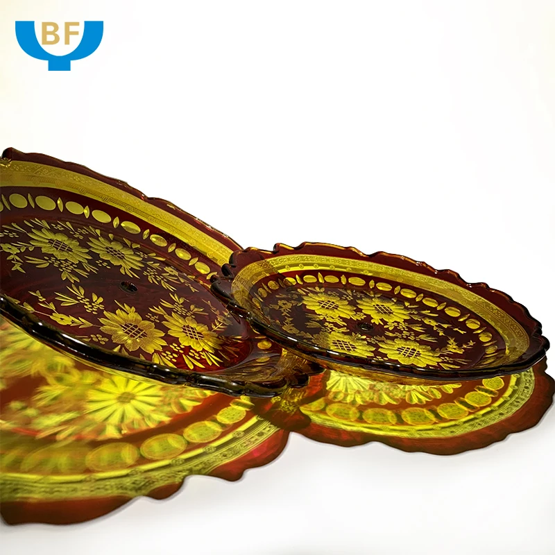 Luxury high quality hand blown halloween candy storage basket glass dish dry fruit dishes