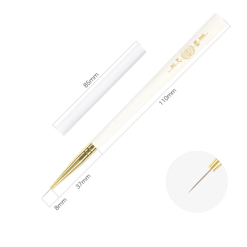 White Jade Series Acrylic Handle Baowang  Novel Import Nylon PET Hair Offered OEM  Liner Brush Nail Art Brush Set High Quality