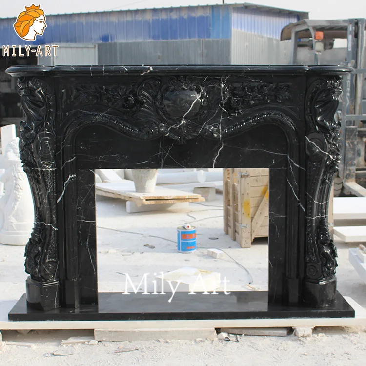 Современный камин окружают Высокое качество Черный Мраморный Камин Mantel