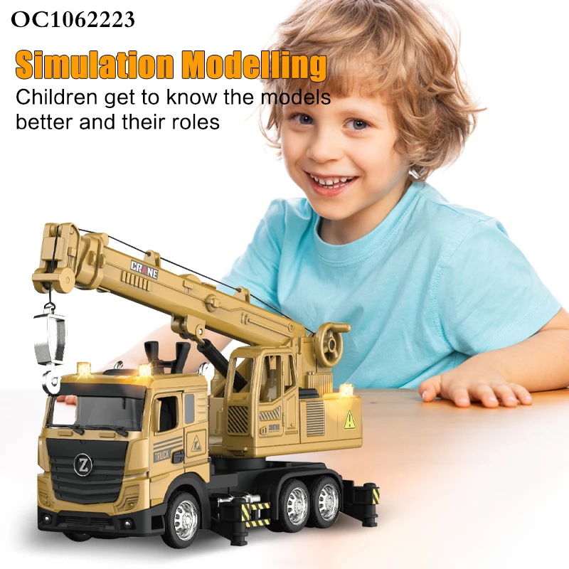 Boy game inertial engineering car toy series alloy crane model scale trucks with light sound