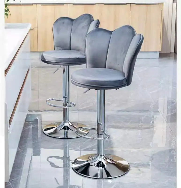 Contemporary Advanced Nordic Style Rotating Bar Chairs Luxury Vertical Lift Hairdressing Chairs