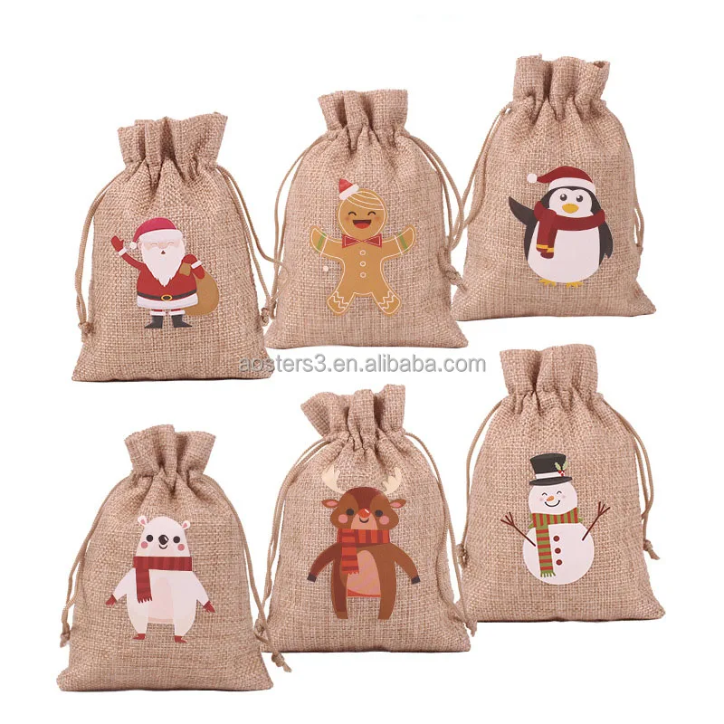 wholesale burlap linen gift bag burlap christmas burlap bags with drawstring gift bags
