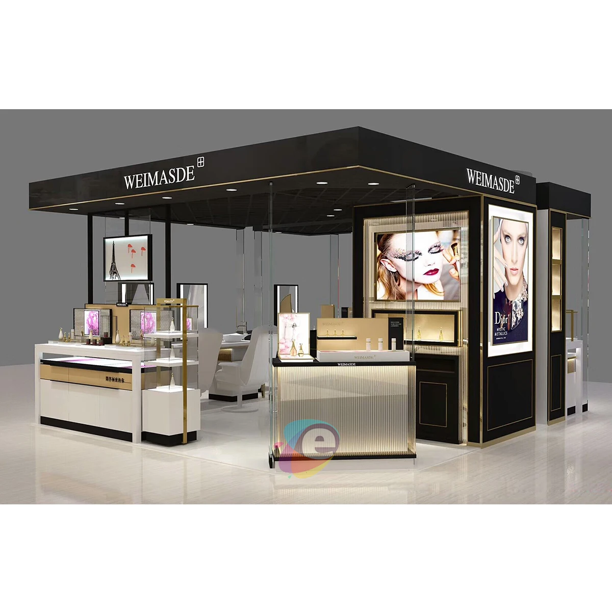 Solid Wood Customized perfume Kiosk Modern scent shop Kiosk Design High End perfume shop interior design In Mall ODM